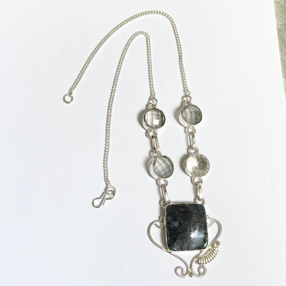 Mystic Merlinite  and Clear Topaz Gemstone Necklace