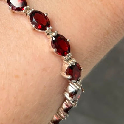 QVC Garnet Gemstone  Sterling Silver Tennis bracelet