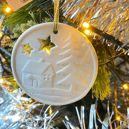 Ceramic Disk  Festive, Christmas Ornament