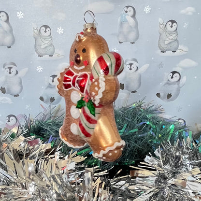 Gold-finish Boltze Lebkuchenmann glass gingerbread Glass ornament