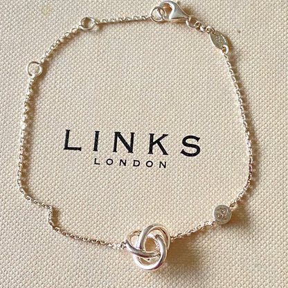 New! Links of London Love Knot Bracelet with a Topaz Stone