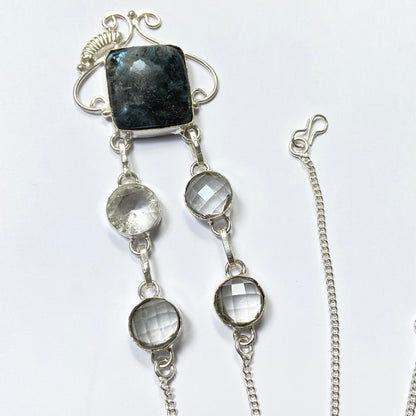 Mystic Merlinite  and Clear Topaz Gemstone Necklace