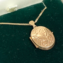 Load image into Gallery viewer, 9ct Gold Necklace with Oval Embossed Flower locket Hallmarked 375
