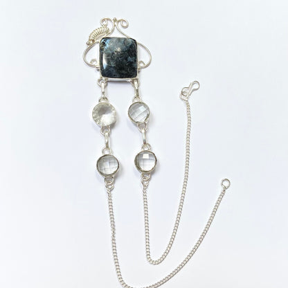 Mystic Merlinite  and Clear Topaz Gemstone Necklace