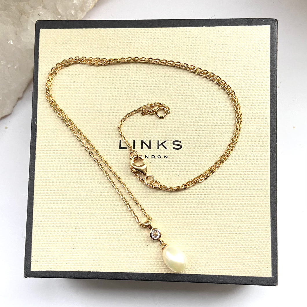 Links of London Sterling Silver 18ct Gold Vermeil Pearl Necklace