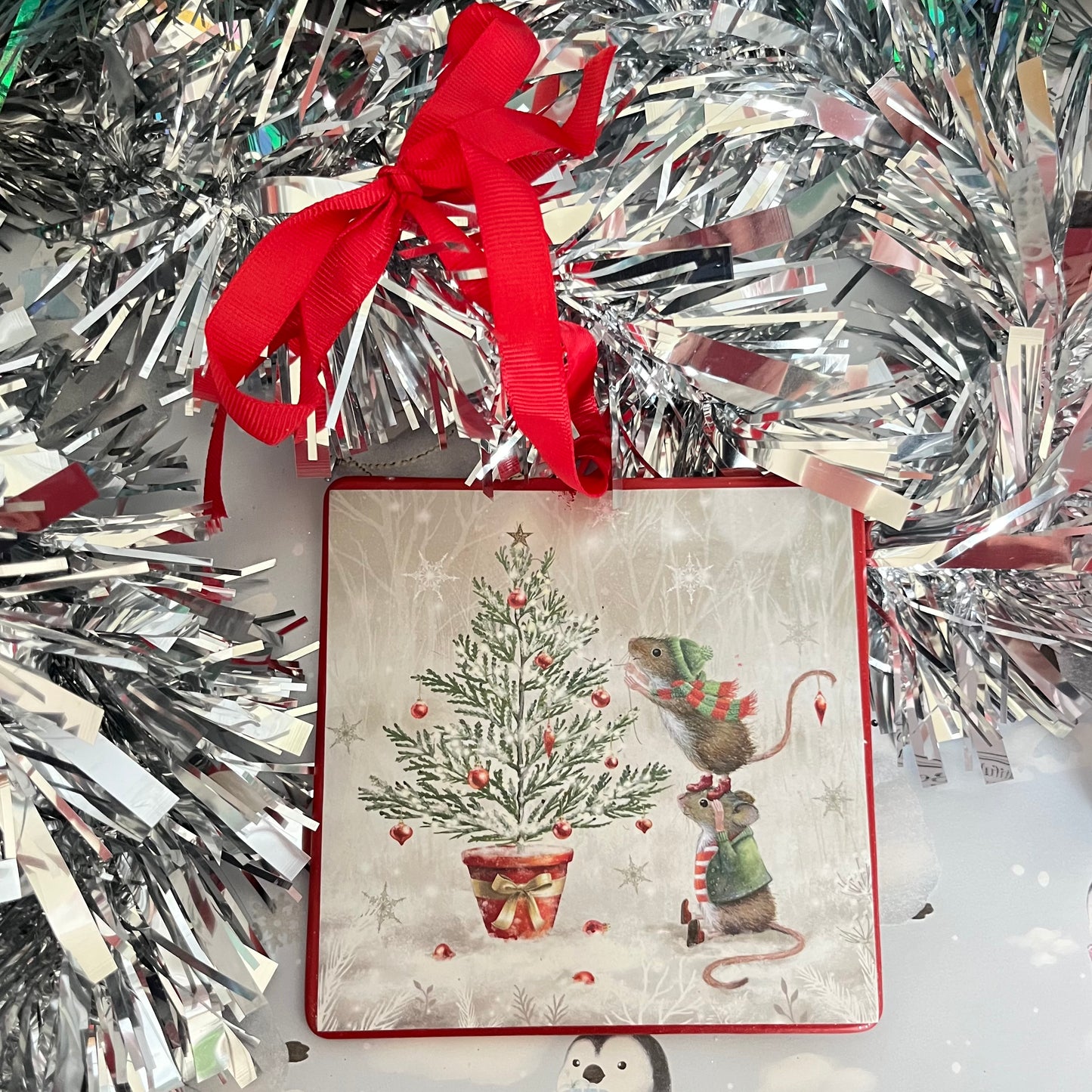 Christmas Tree Decoration featuring an illustration called "Merry Christmas"