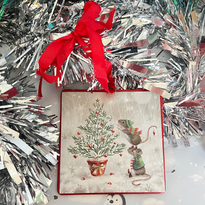 Christmas Tree Decoration featuring an illustration called "Merry Christmas"