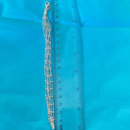 Beautiful Authentic Sterling Silver Links of London Multi-Strand Beaded Rain Dance Bracelet