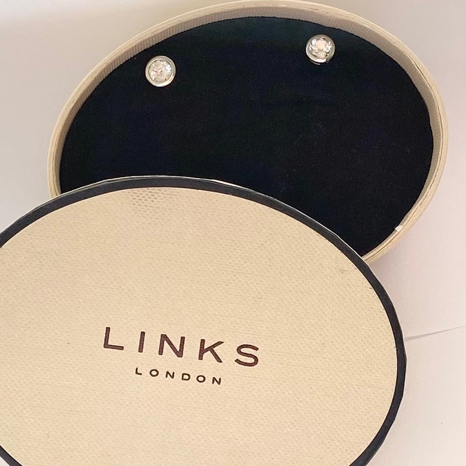 Sterling Silver Links of London Crystal Stud Earrings - New