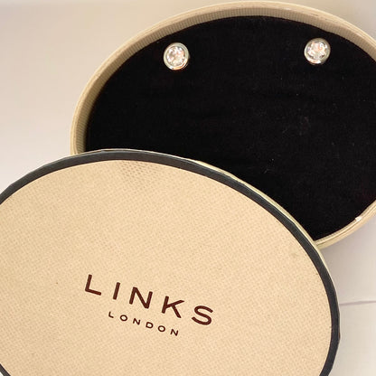 Sterling Silver Links of London Crystal Stud Earrings - New