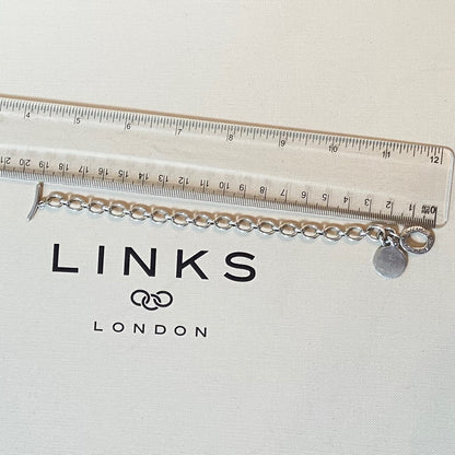 Sterling Silver Links of London Link Chain Bracelet, T Bar Clasp with a clear Disk ideal for engraving.