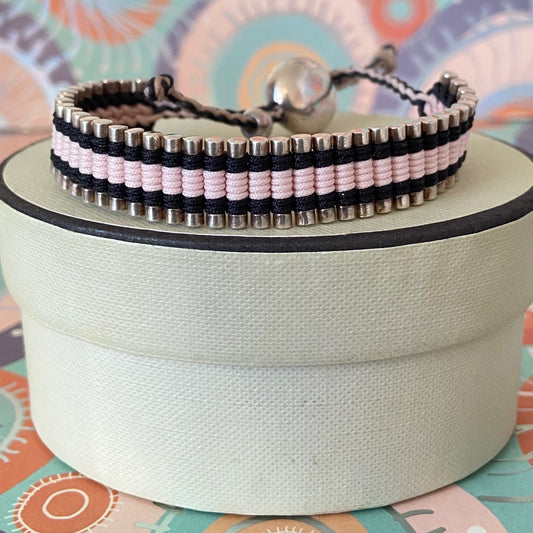 Links of London Pink and Black Sterling Silver Friendship Bracelet