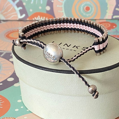 Links of London Pink and Black Sterling Silver Friendship Bracelet