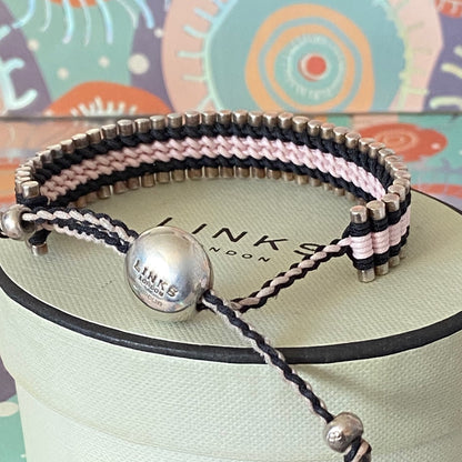 Links of London Pink and Black Sterling Silver Friendship Bracelet