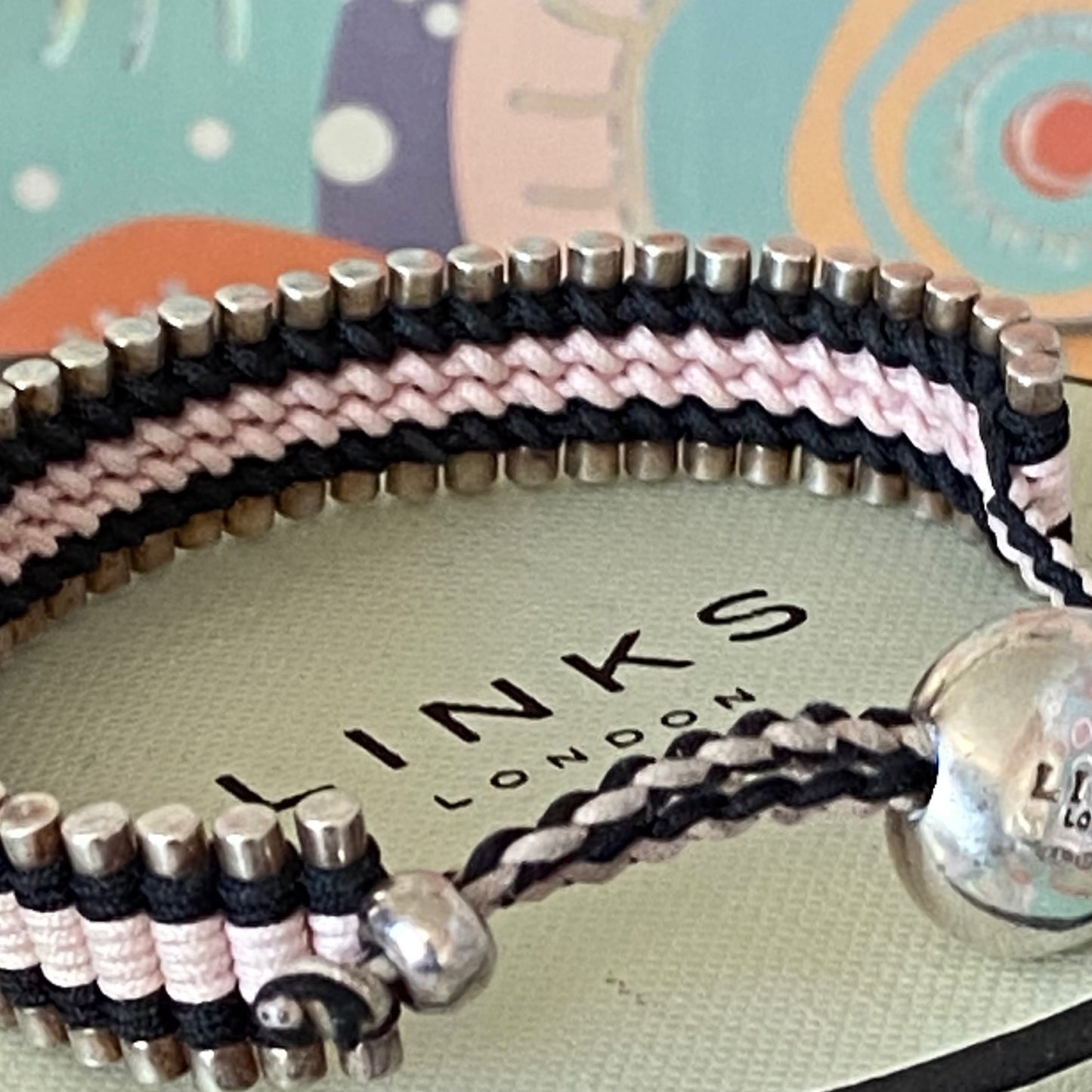 Links of London Pink and Black Sterling Silver Friendship Bracelet