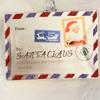 Santa Claus Christmas Glass Ornament Decoration Letter to Santa