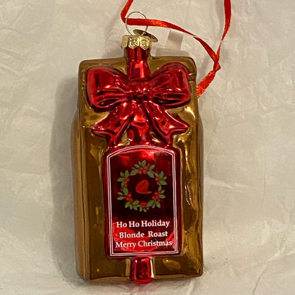 HO HO HOLIDAY BLONDE ROAST Merry Christmas Glass Ornament Decoration