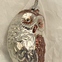 Load image into Gallery viewer, White Owl  Design Glass  Festive, Christmas Ornament
