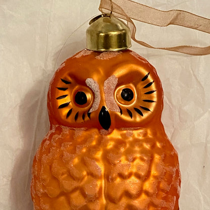 Deep Gold Owl  Design Glass  Festive, Christmas Ornament