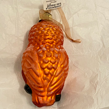 Deep Gold Owl  Design Glass  Festive, Christmas Ornament