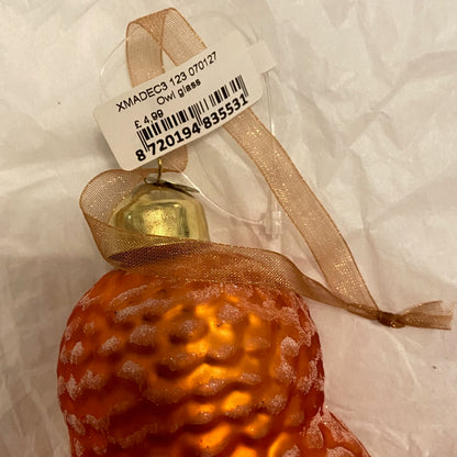 Deep Gold Owl  Design Glass  Festive, Christmas Ornament