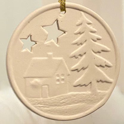 Ceramic Disk  Festive, Christmas Ornament