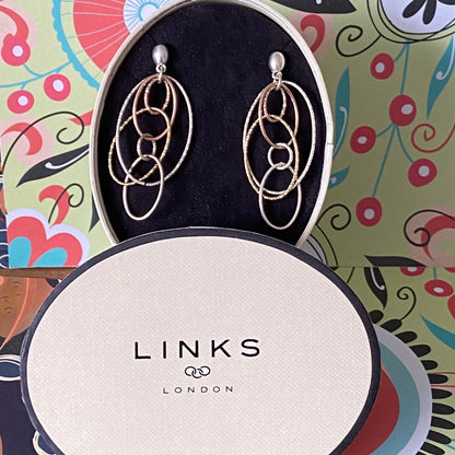 Links of London Sterling Silver Aurora multi Loop earrings with 18ct Vermeil Gold