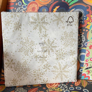 Gold Snow flakes  on a white Background Napkins 12 per pack can be used for Decoupage