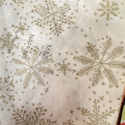 Gold Snow flakes  on a white Background Napkins 12 per pack can be used for Decoupage