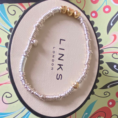 Authentic Links of London Heart XS Sweetie 925 sterling silver with 18k rose gold vermeil