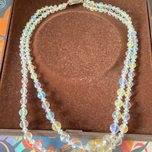 Load image into Gallery viewer, Absolutely Stunning two strand Rainbow and Iridescent Necklace with crystal stone clasp
