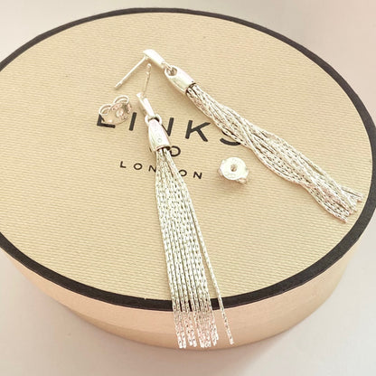 Links of London Sterling Silver Silk Row Earrings New