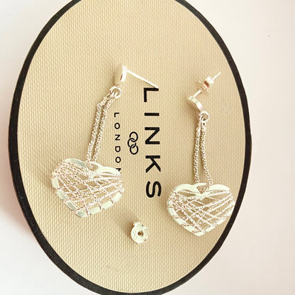 Authentic New Links of London Sterling Silver Dream Catcher Heart Earrings