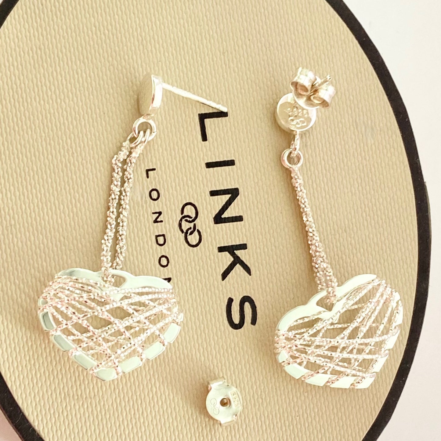 Authentic New Links of London Sterling Silver Dream Catcher Heart Earrings