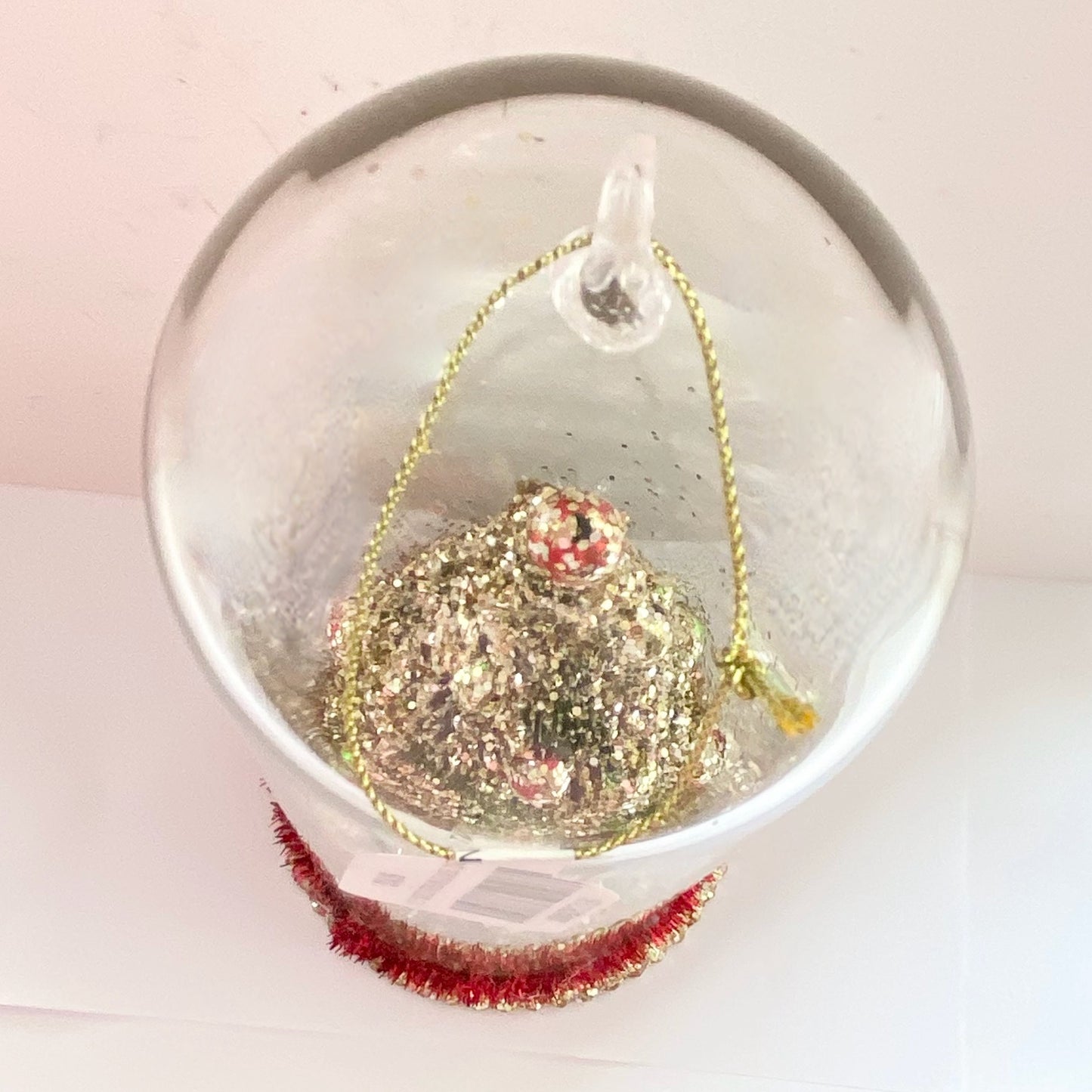 Christmas Tree Decoration in a Glass Dome. Beautiful Holiday Decoration