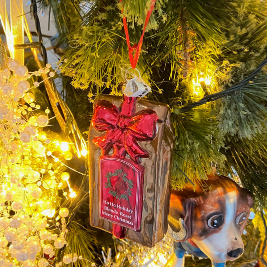 HO HO HOLIDAY BLONDE ROAST Merry Christmas Glass Ornament Decoration