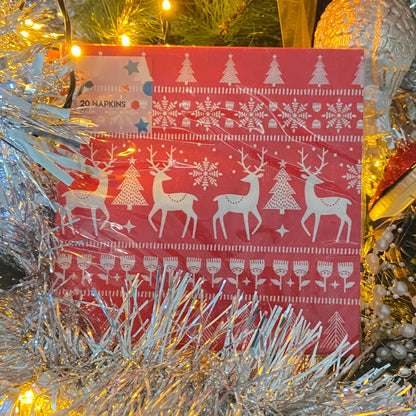 Red Napkins with Raindeers
