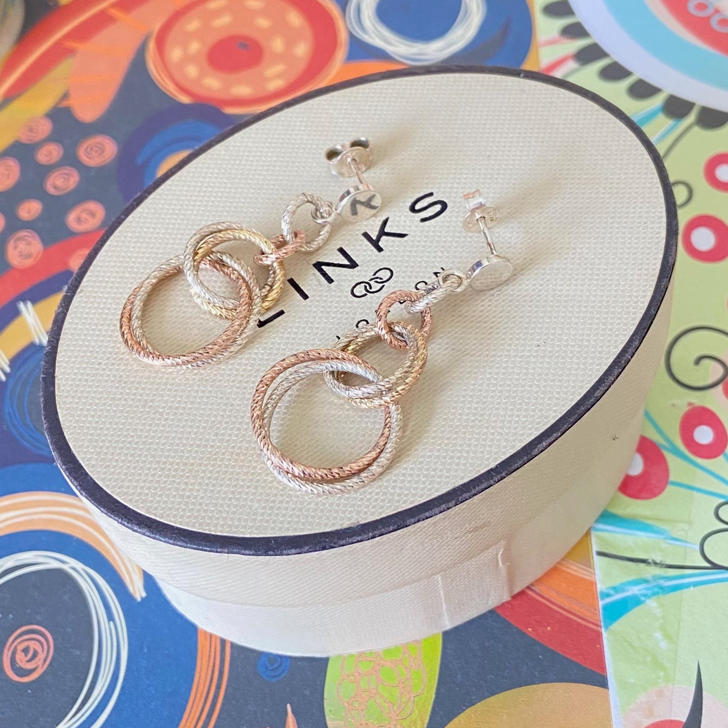 Links of London Sterling Silver Double  Mixed Metal Link Earrings from the Aurora Collection