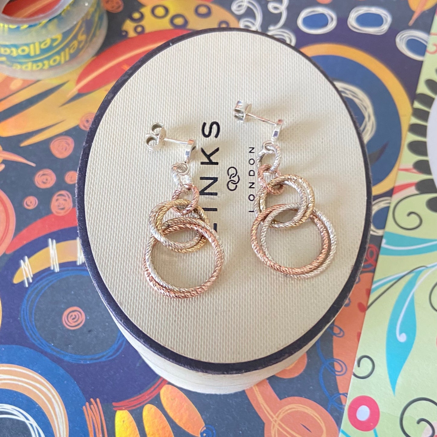 Links of London Sterling Silver Double  Mixed Metal Link Earrings from the Aurora Collection