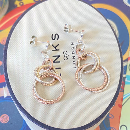 Links of London Sterling Silver Double  Mixed Metal Link Earrings from the Aurora Collection