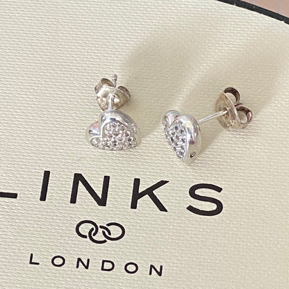 Links of London Sterling Silver Diamond Pave Stud Earrings