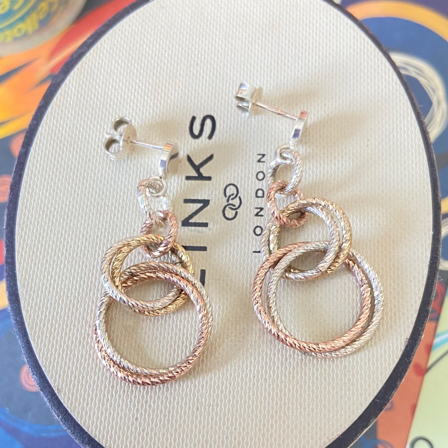Links of London Sterling Silver Double  Mixed Metal Link Earrings from the Aurora Collection