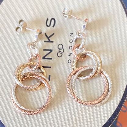 Links of London Sterling Silver Double  Mixed Metal Link Earrings from the Aurora Collection