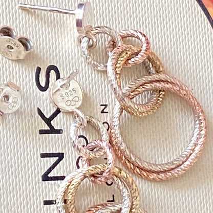Links of London Sterling Silver Double  Mixed Metal Link Earrings from the Aurora Collection