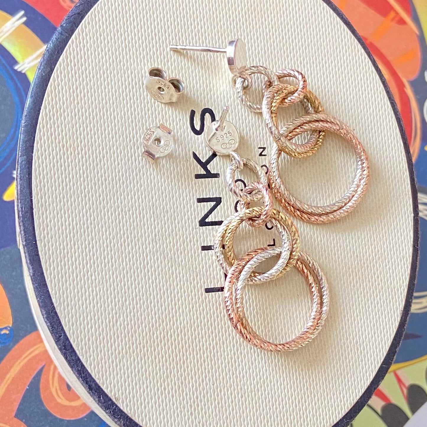 Links of London Sterling Silver Double  Mixed Metal Link Earrings from the Aurora Collection