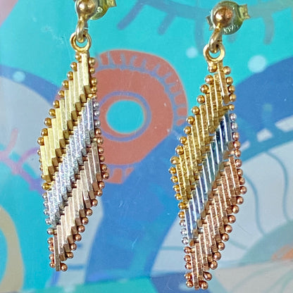Three Colour  diamond Mesh design Earrings