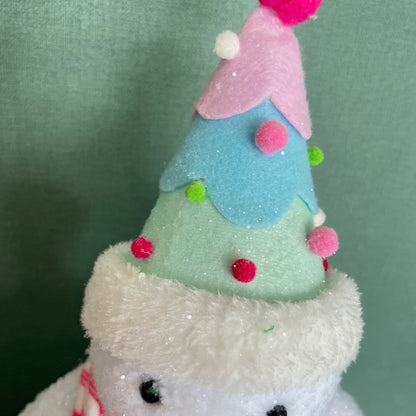 16.5" Fabric Snowman Figurine Holding a Candy Cane Christmas Decoration