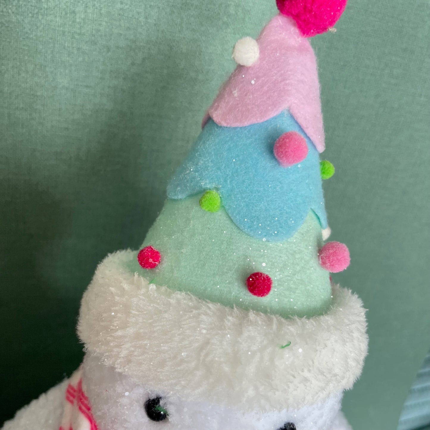 16.5" Fabric Snowman Figurine Holding a Candy Cane Christmas Decoration