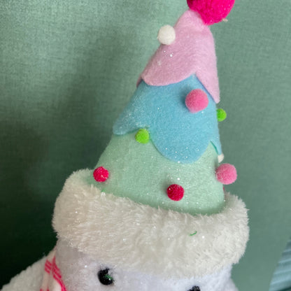 16.5" Fabric Snowman Figurine Holding a Candy Cane Christmas Decoration