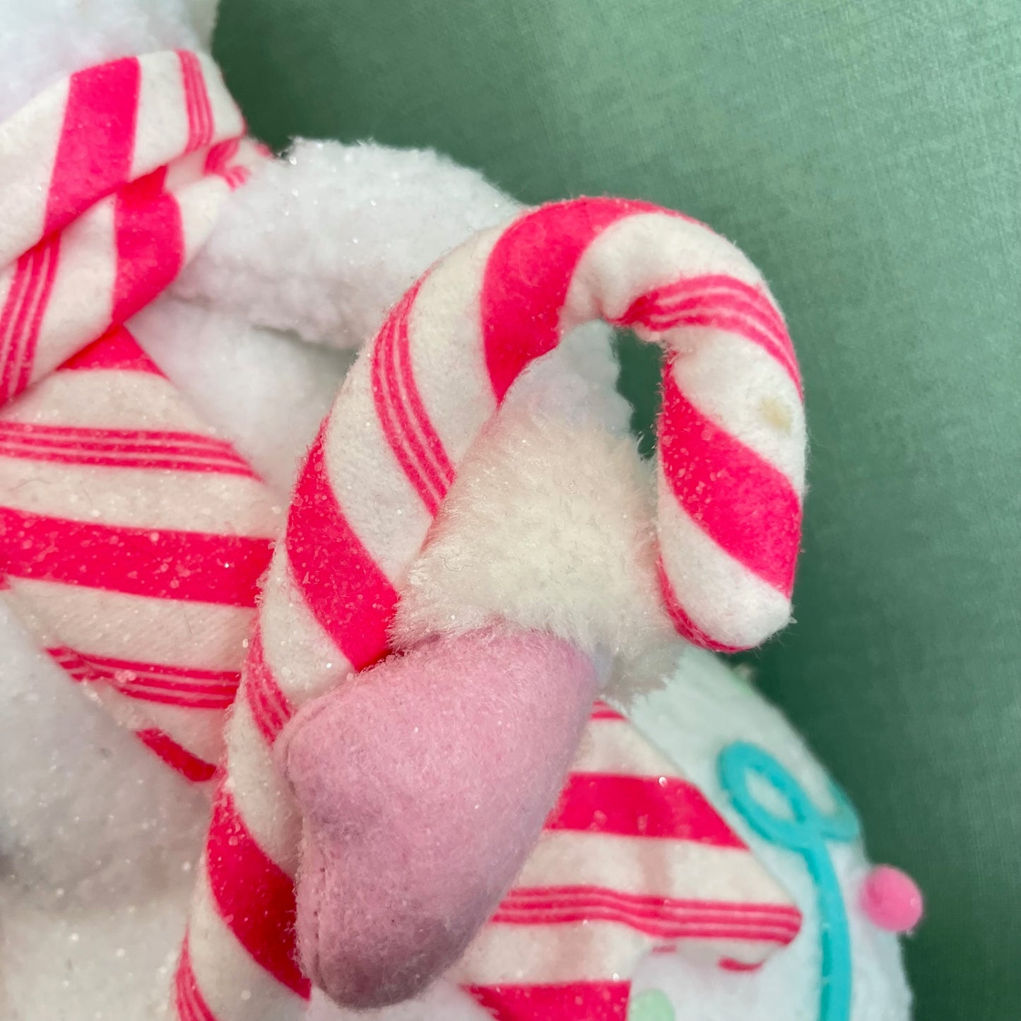 16.5" Fabric Snowman Figurine Holding a Candy Cane Christmas Decoration